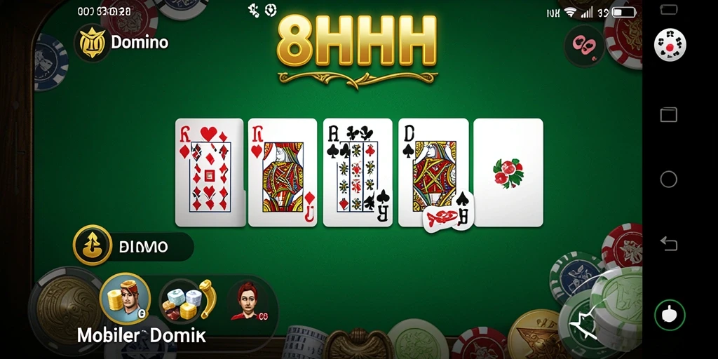 Antarmuka permainan domino 8HHH yang menarik dan interaktif.