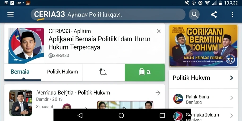 Antarmuka CERIA33 dengan berita politik dan hukum terbaru.
