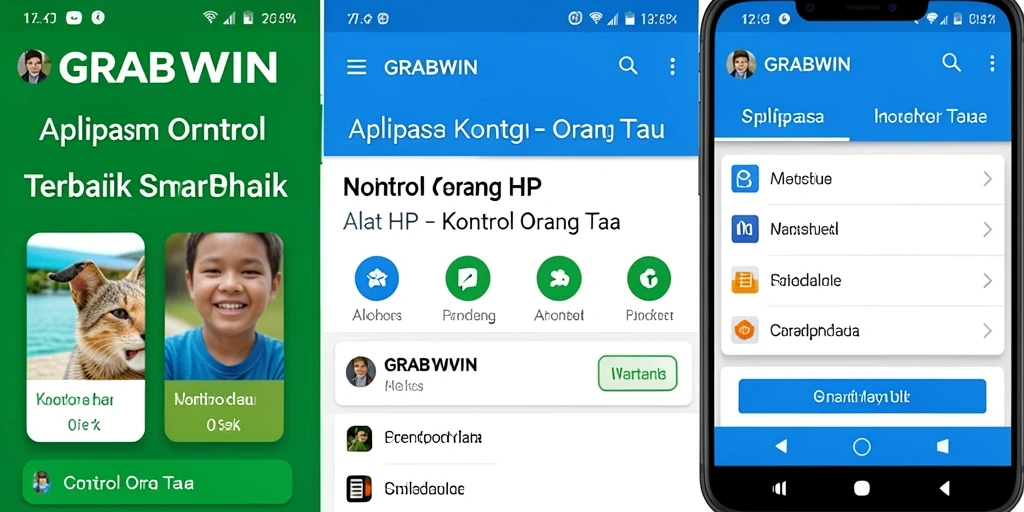 Tampilan antarmuka dan fitur kontrol orang tua GRABWIN.