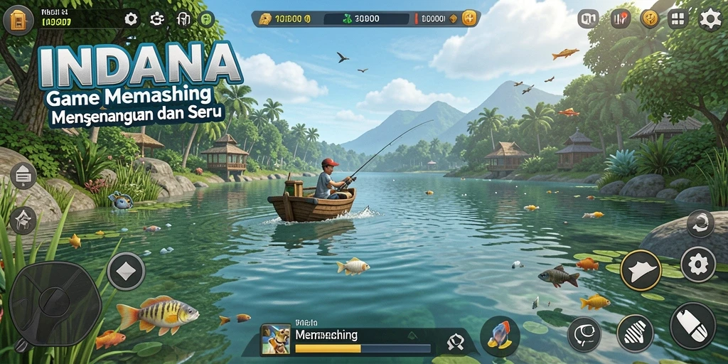 Tampilan antarmuka game INDAAA saat memancing yang menakjubkan.