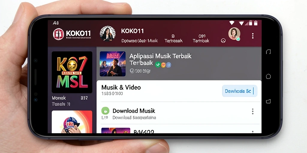 Tampilan antarmuka KOKO11 dengan fitur Download Musik.