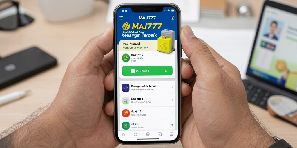 Tampilan antarmuka MAJ777 untuk Cek Mutasi keuangan yang modern dan sederhana.