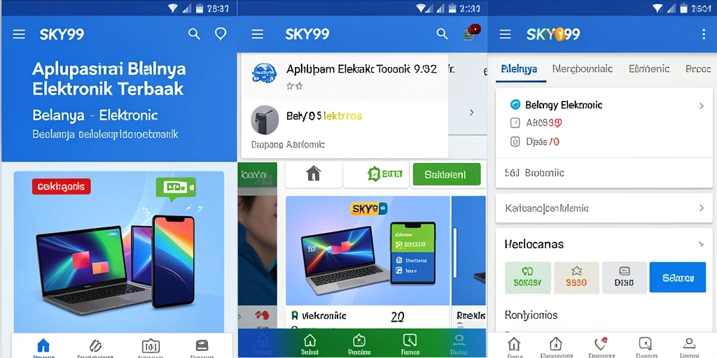 Antarmuka aplikasi SKY99 yang user-friendly untuk belanja elektronik.