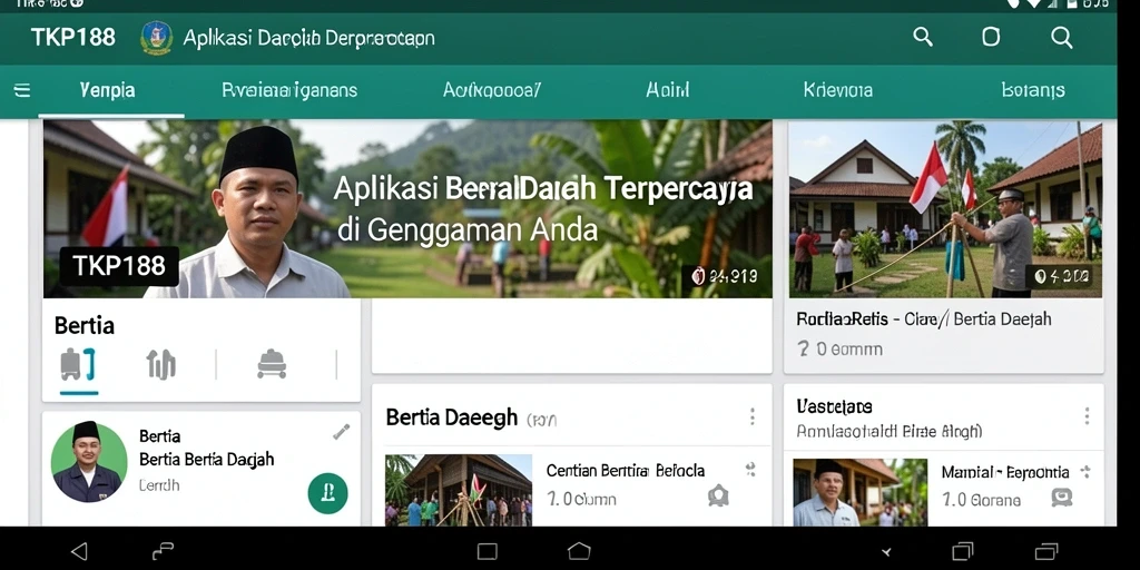 Screenshot aplikasi TKP188 menunjukkan beragam berita daerah terkini.